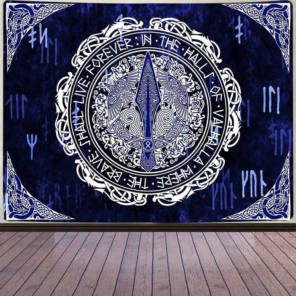 unframed Norse Mythology Vikings Tapestry Mysterious Ancient Runes Totem Tapestries Wall Hanging Art for Living Room Bedroom Hom