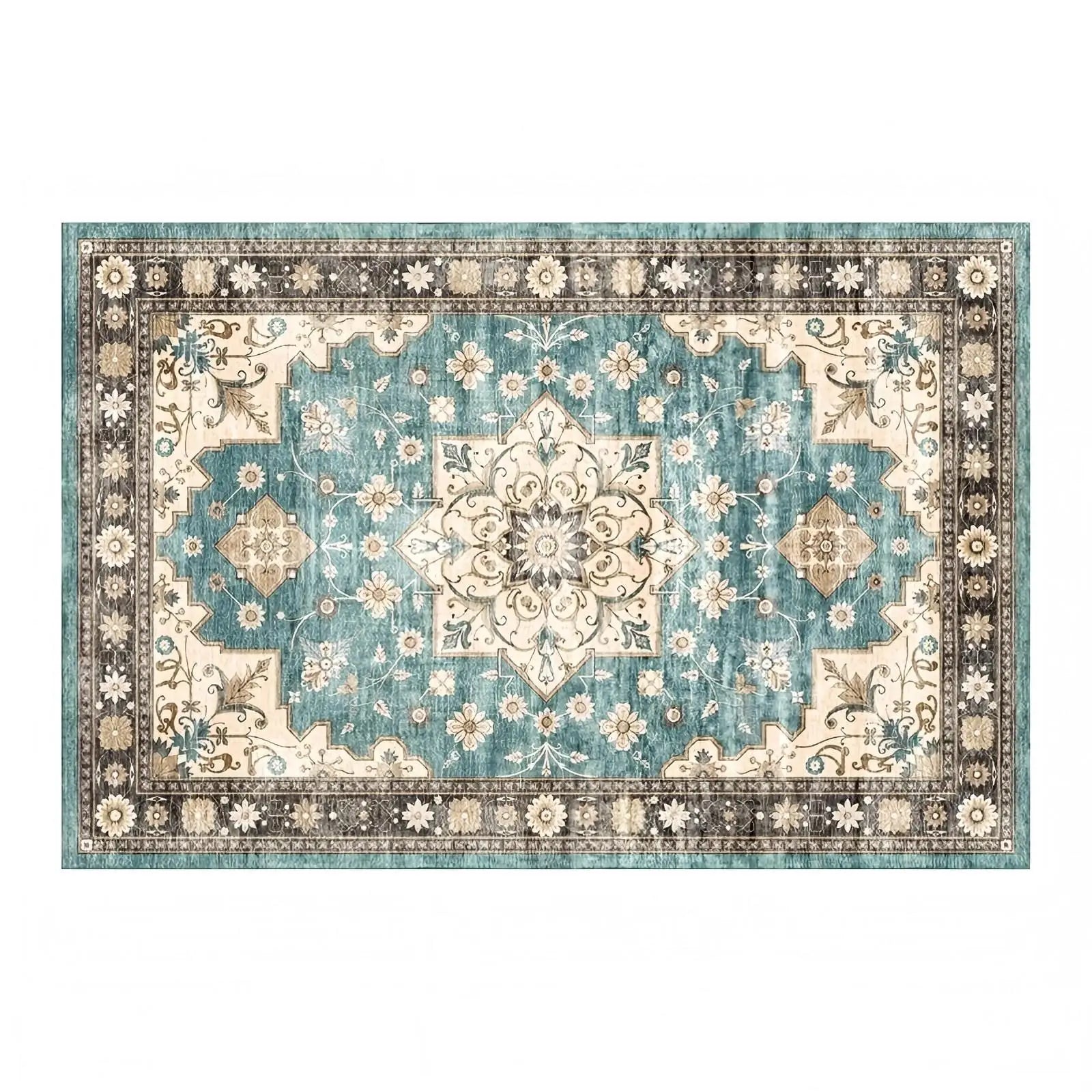 Traditional Oriental Area Rug Geometric Distressed Living Room Kitchen Dining Area Rugs Ethnic Soft Bedroom Rugs Kitchen Rugs