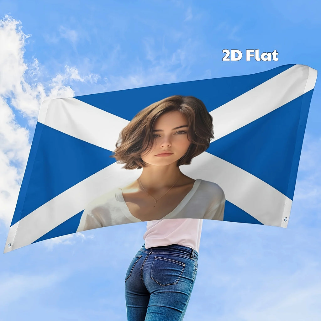 Custom Personalized Scotland Flag Tapestry Banner with Picture, Customizable Flags Tapestry for Room, Bedroom, Wall Decor
