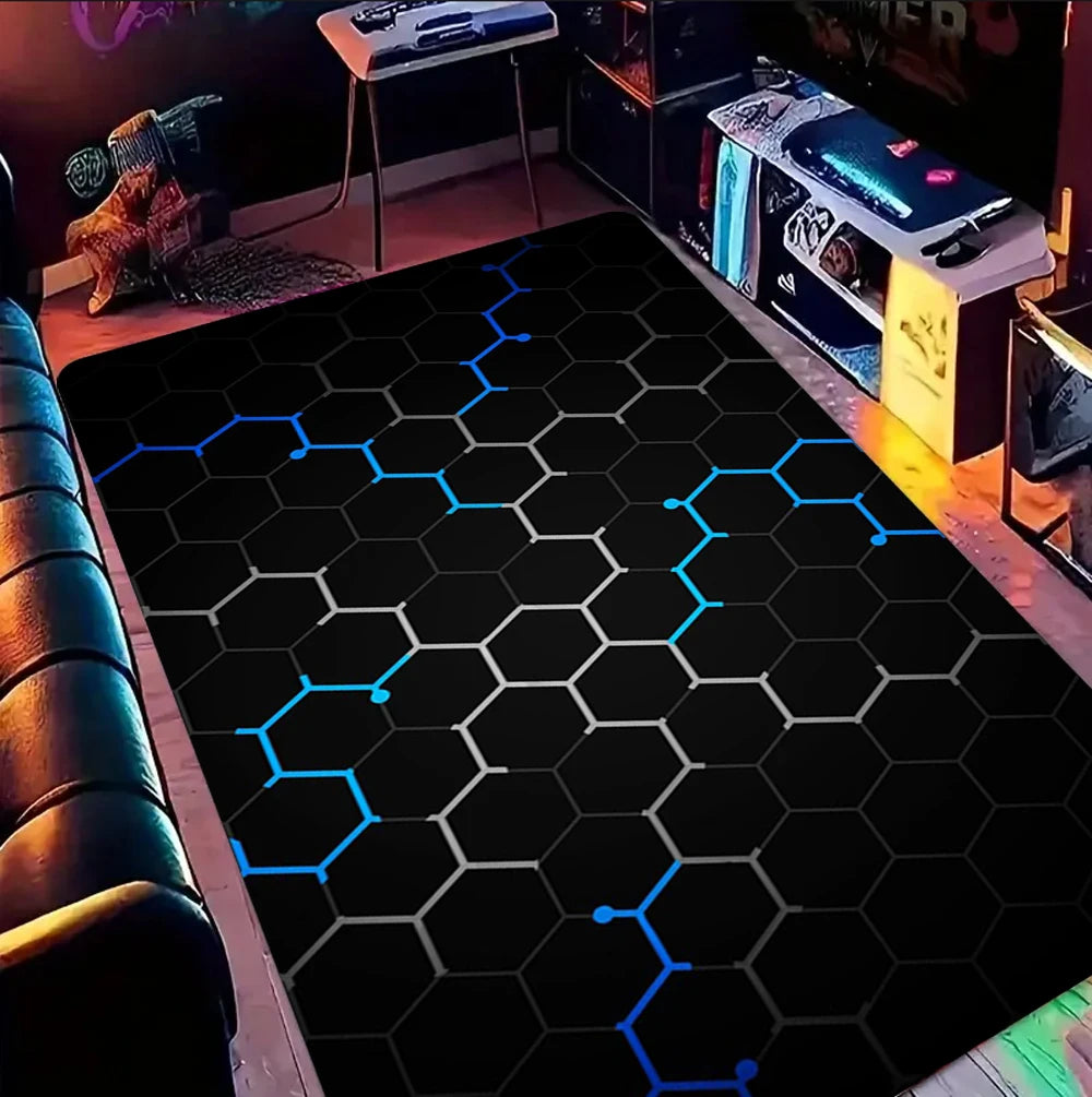 Gamer Rug Gaming Rug,Game Rug Geometric Rug,Colorful Rug Play Room Rug  Sport Rug Area Rug,Gaming Gifts Teen Room Decor Rug