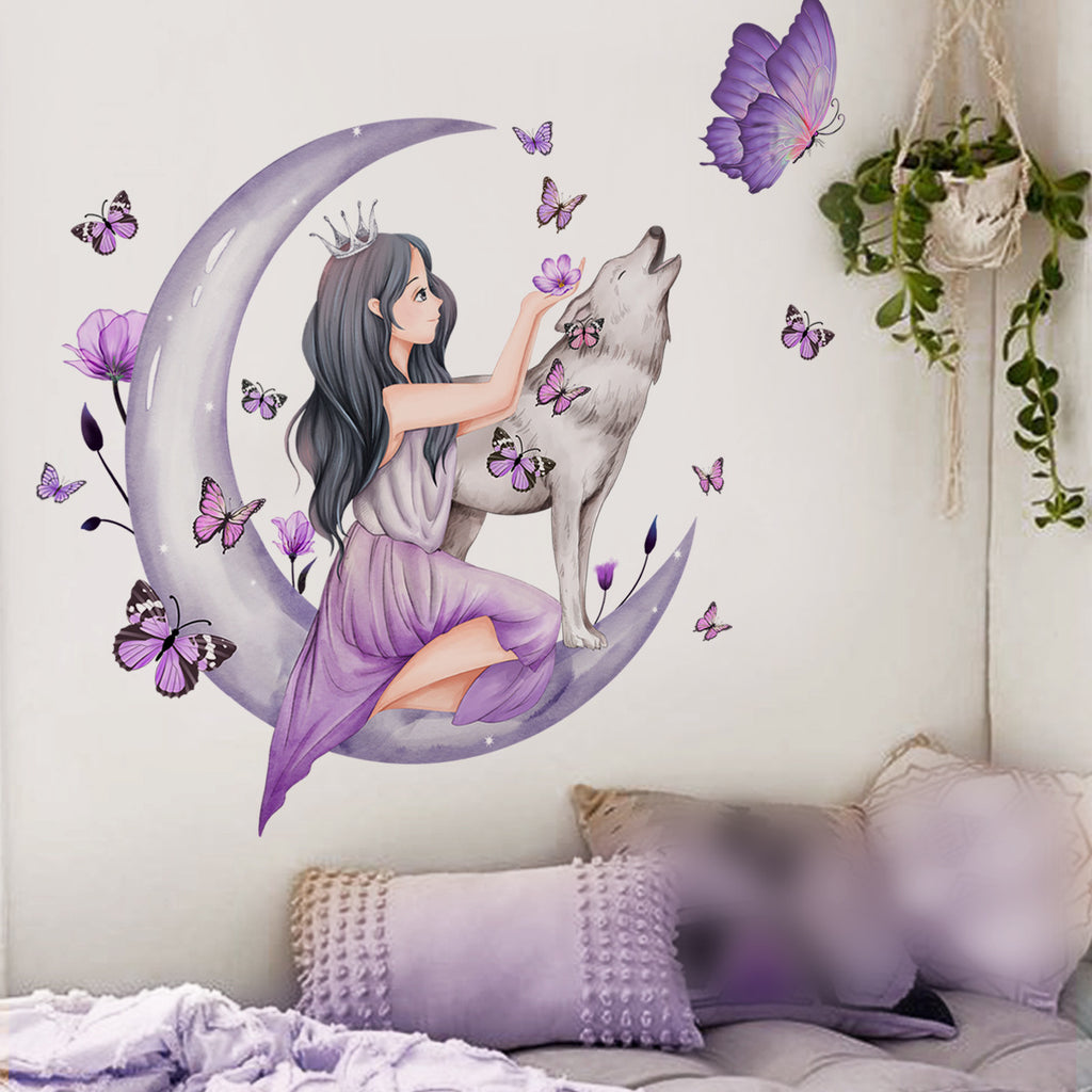 Girl moon Wall Stickers for Bedroom Living Room Decoration Room  Decals Daughter Room Wallpaper Baby Room Wall Stickers