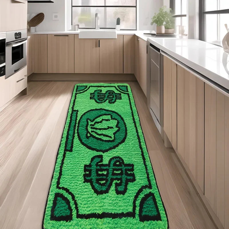 Vikama faux cashmere dollar cartoon foot mat green non-slip cute bedside rug living room carpet