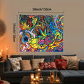 VIKAMA Abstract Psychedelic Tapestry Colourful Botanical Wave Tapestry Bedroom & Living Room Wall Decor Tapestry