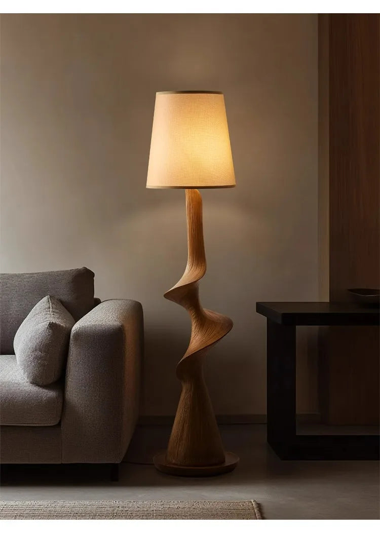 New Chinese Medieval Retro Solid Wood Artistic Floor Lamp LED Standing Light for Living Room Sofa Side Home Decor Room Decor