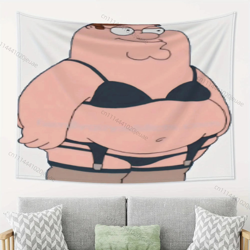 Funny Tapestry Peter Griffin Wall Tapestries Headboard Aesthetic Bedroom Flags Background Cloth Room Home Decor Wall Art Decor