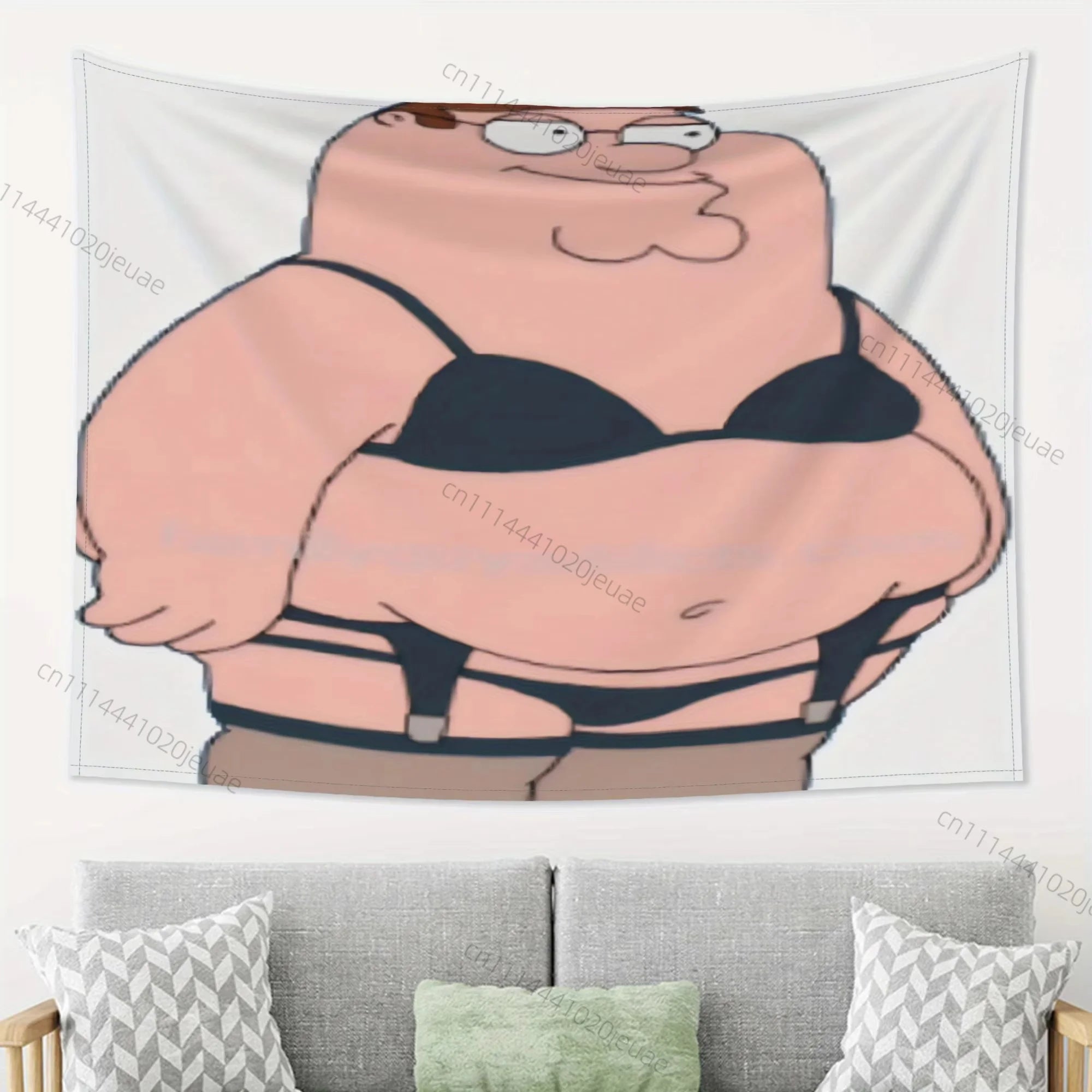 Funny Tapestry Peter Griffin Wall Tapestries Headboard Aesthetic Bedroom Flags Background Cloth Room Home Decor Wall Art Decor