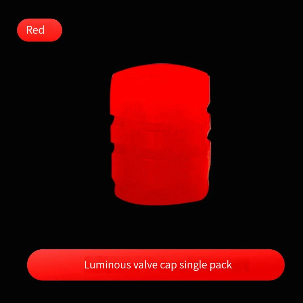 Luminous Valve Caps Fluorescent Red Night Glowing Car Motorcycle Bicycle Wheel Styling Tyre Hub Universal Cap Decor 1/4Pcs