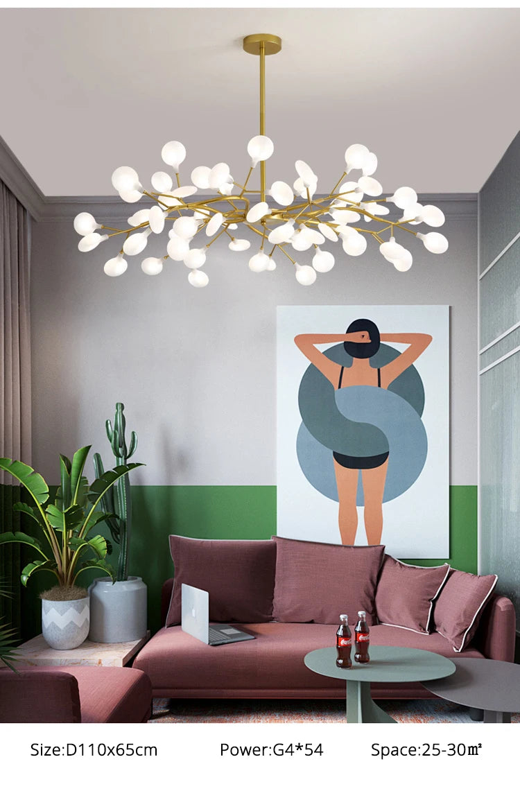 Modern LED Chandelier Living Room Bedroom Kitchen Nordic Gorgeous Firefly Lamp Home Indoor Lighting Luxurious Decor Hanging Lamp