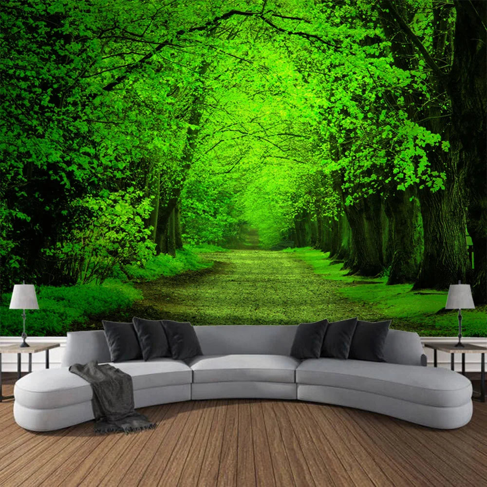 Forest tapestry Bohemian style wall hanging cloth, natural landscape murals used for art decoration in living rooms and bedrooms