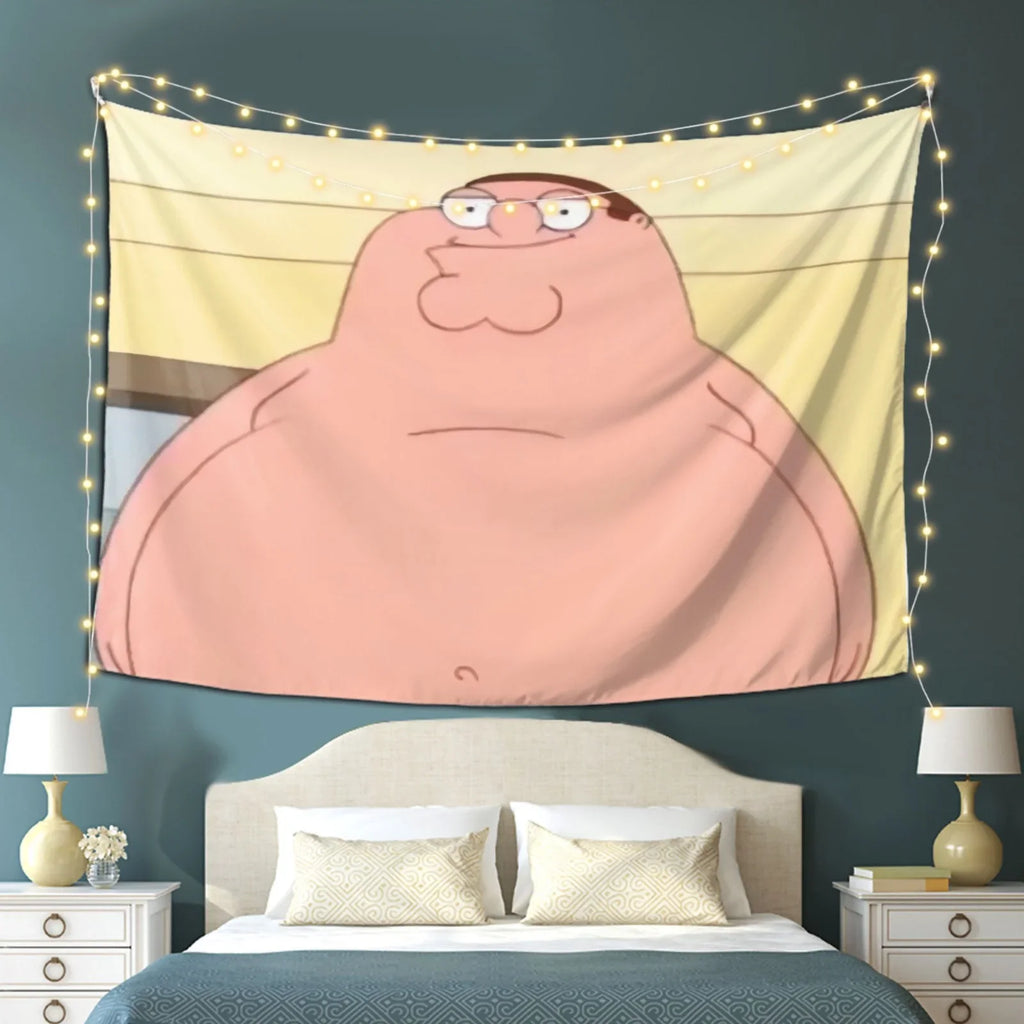 Peter Griffin Cartoon Character Tapestry Wall Hanging Lightweight Home Decor for Bedroom Living Room Dormitory Office Party