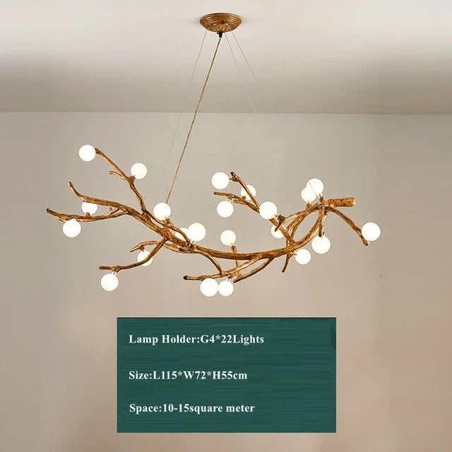 Modern Nordic Retro LED Chandelier For Living Bedroom Tree Branch Art Ceiling Pendant Lights Brown Antique Hanging Lamp Decor Li
