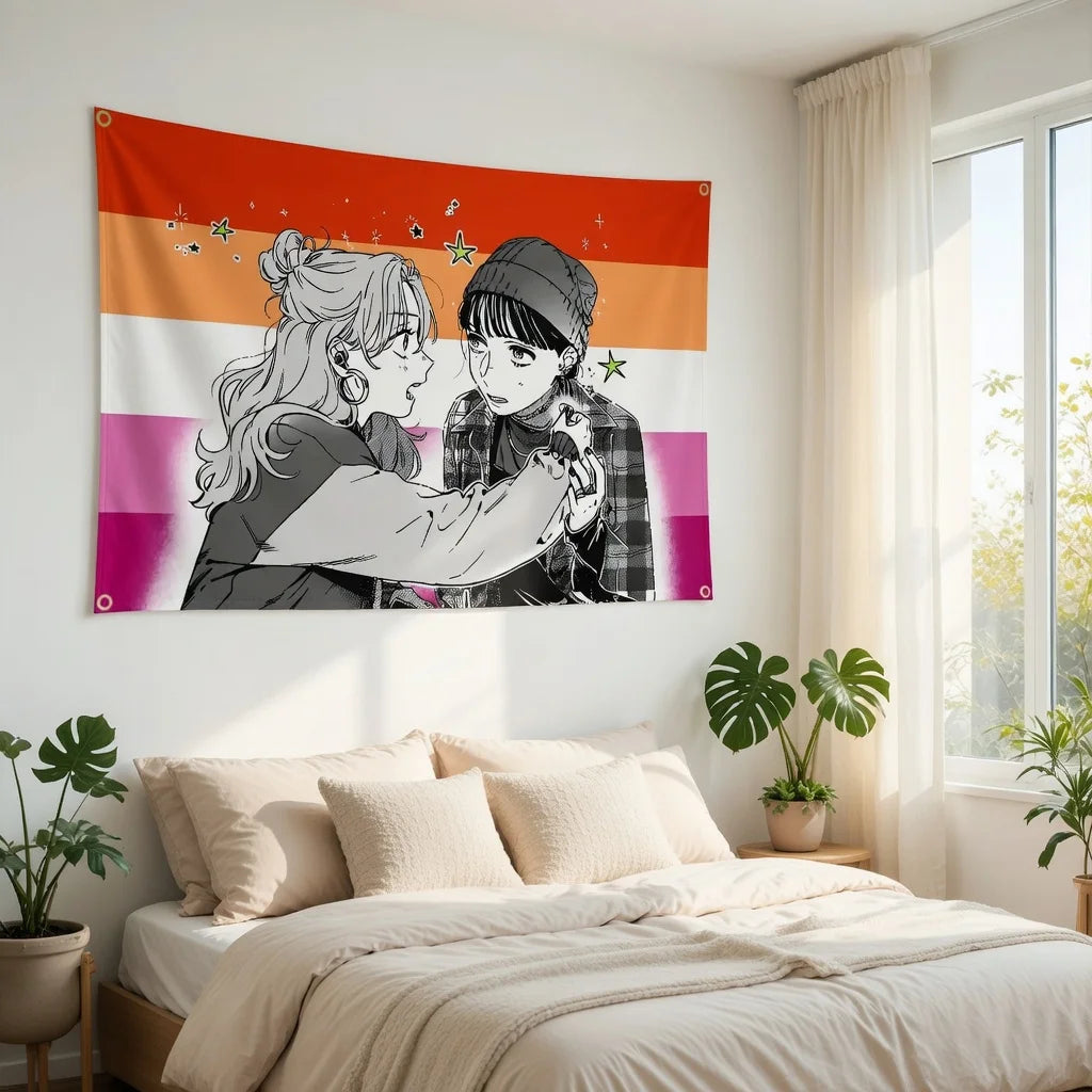 Anime Funny Tapestry – The Guy She Liked Wasn’t a Guy, Humor Art Print for Bedroom, Garage & Room Decoration