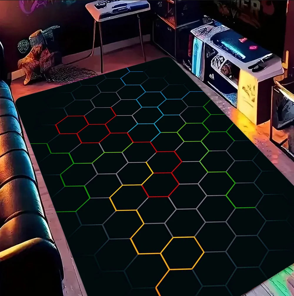 Gamer Rug Gaming Rug,Game Rug Geometric Rug,Colorful Rug Play Room Rug  Sport Rug Area Rug,Gaming Gifts Teen Room Decor Rug