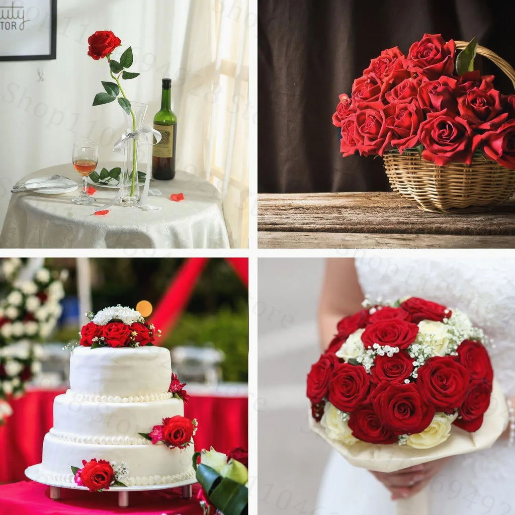 24-80Pcs Artificial Roses Flowers 3.9''Big Velvet Rose Artificial Flowers with Long Stems for Wedding Mothers Day Decor