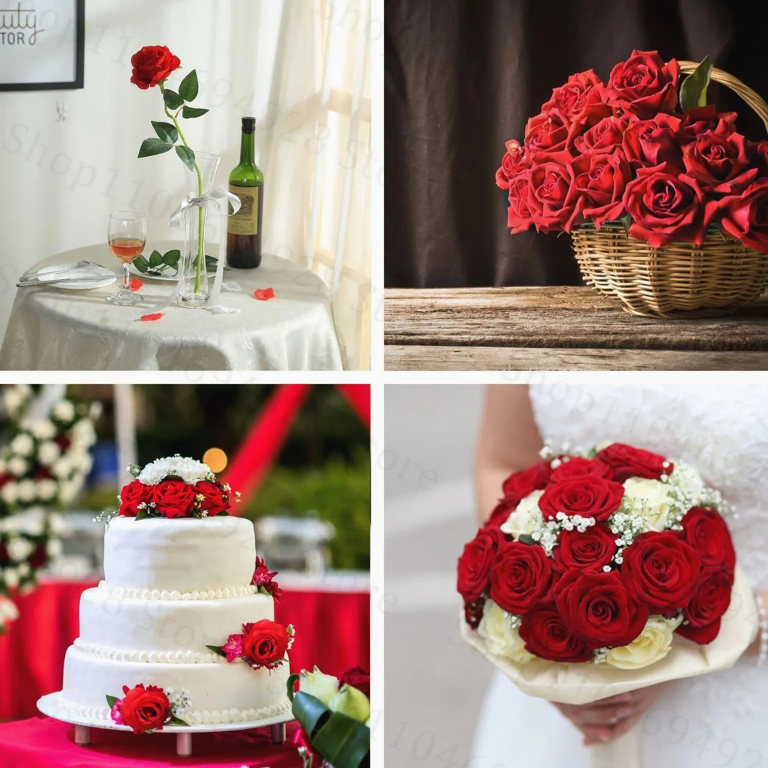 24-80Pcs Artificial Roses Flowers 3.9''Big Velvet Rose Artificial Flowers with Long Stems for Wedding Mothers Day Decor