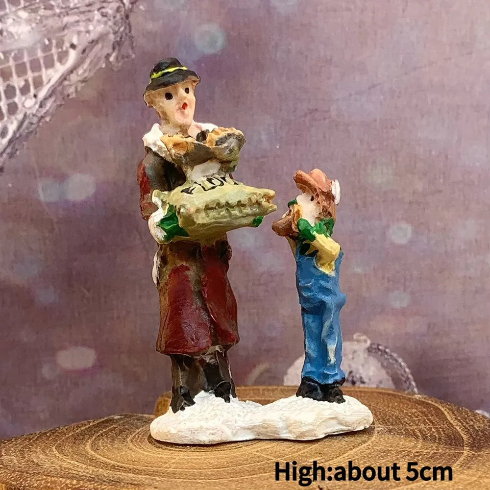 Vintage Victorian Winter Town Mini Resin Figurines, Christmas Scene Layout Ornaments, Holiday Travel Collectible Gifts