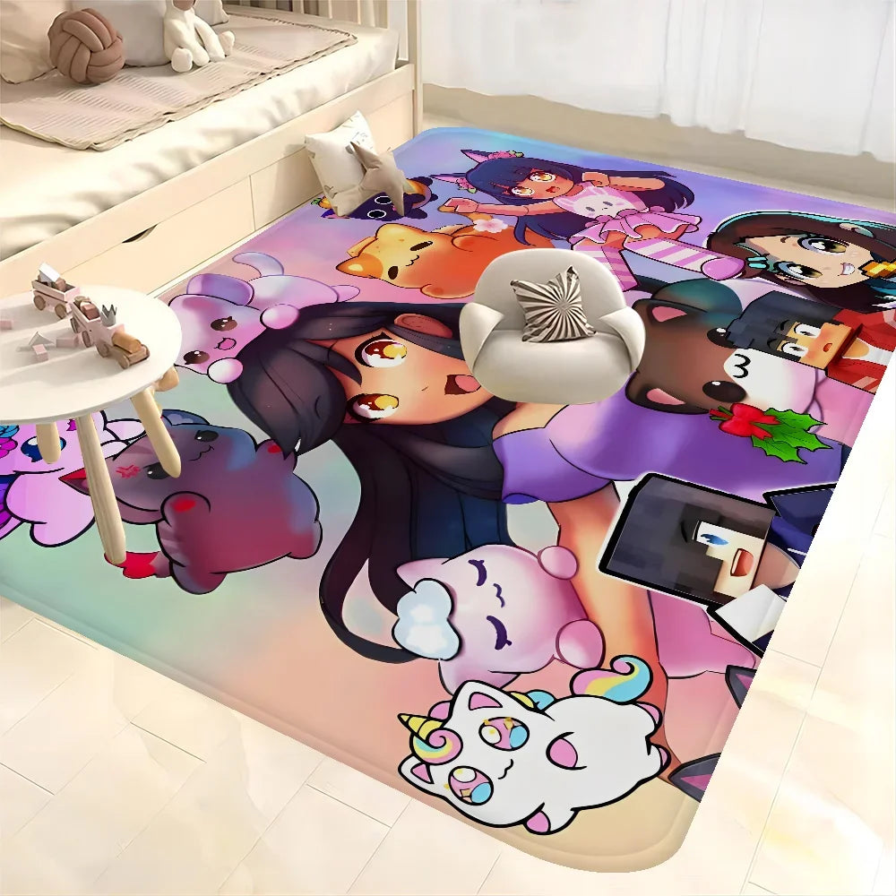 Cute Aphmau with Wings Long Rugs Cheaper Anti-slip Modern Living Room Balcony Printed Bedside Area Rugs