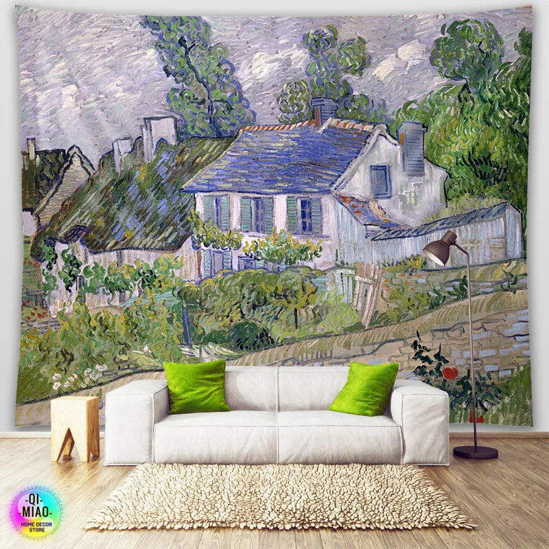 Tapestry World Famous Painting Van Gogh Tapestries Printed  Wall Hanging Rural Landscape Home Decoration Bedroom Decor Wall Ar