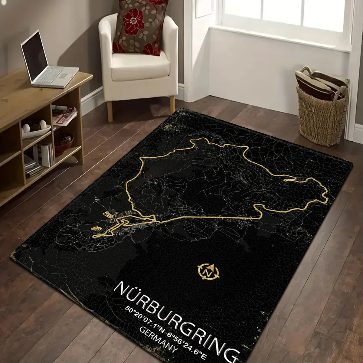 Nurburgring Race Track Area Rug Germany Circuit Map Print NonSlip Floor Mat for Garage Man Cave Car Enthusiast Home Decor