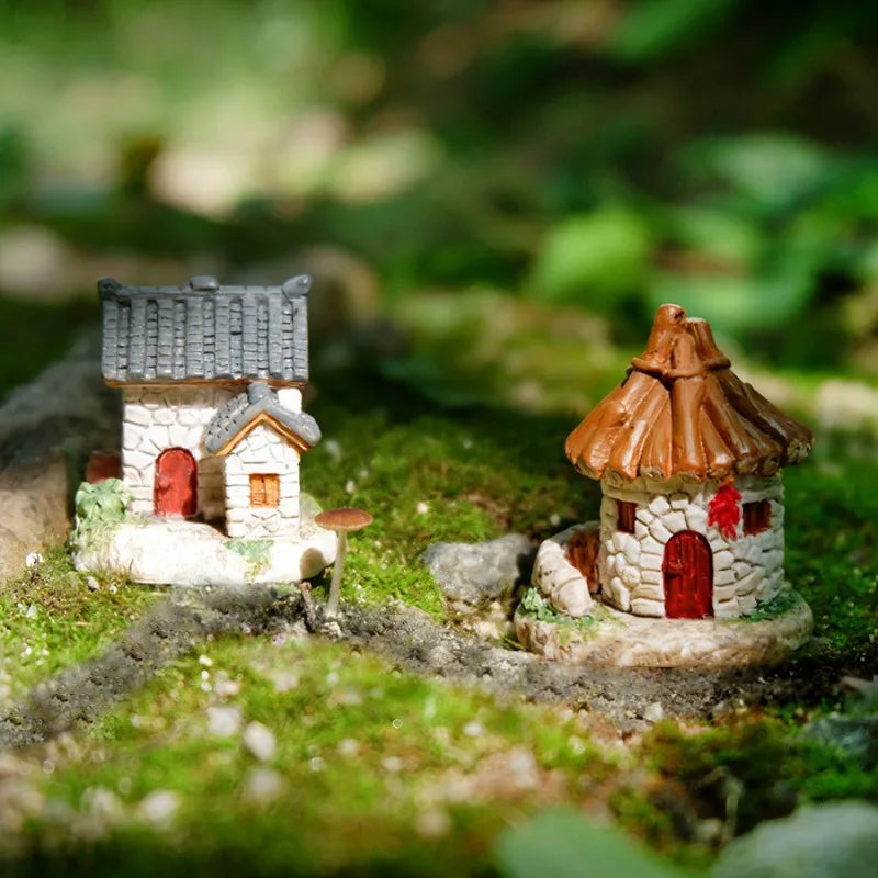 Decor Resin Ornament Miniature Fairy Garden House Villa Miniature Landscape Bonsai Decor Outdoor DIY Dolls House Decoration