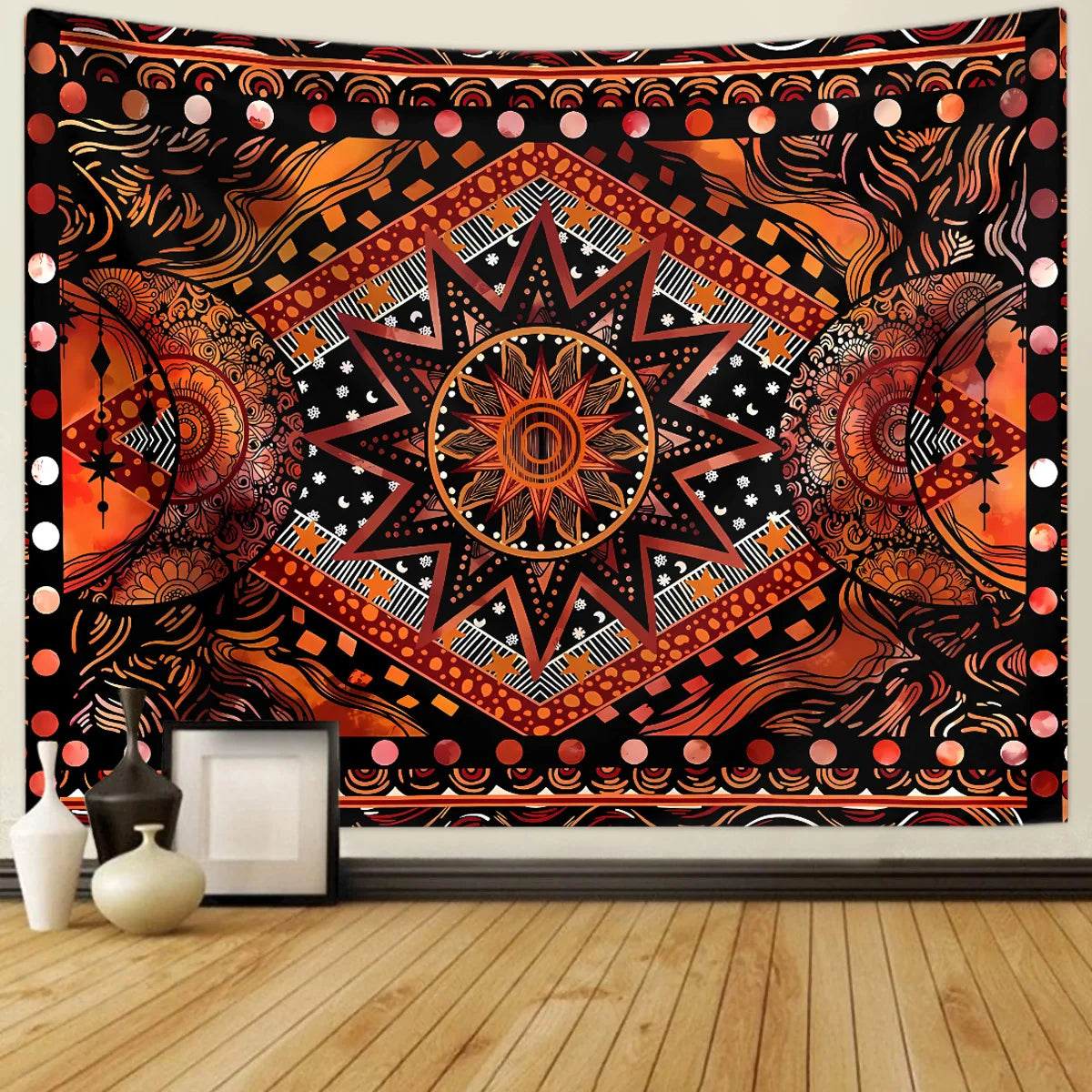 Wall Hanging Tapestry Aesthetic Tree of Life Tapestry Moon Phase Flowers Plants Tapestry Decro for Bedroom Dorm Living Room