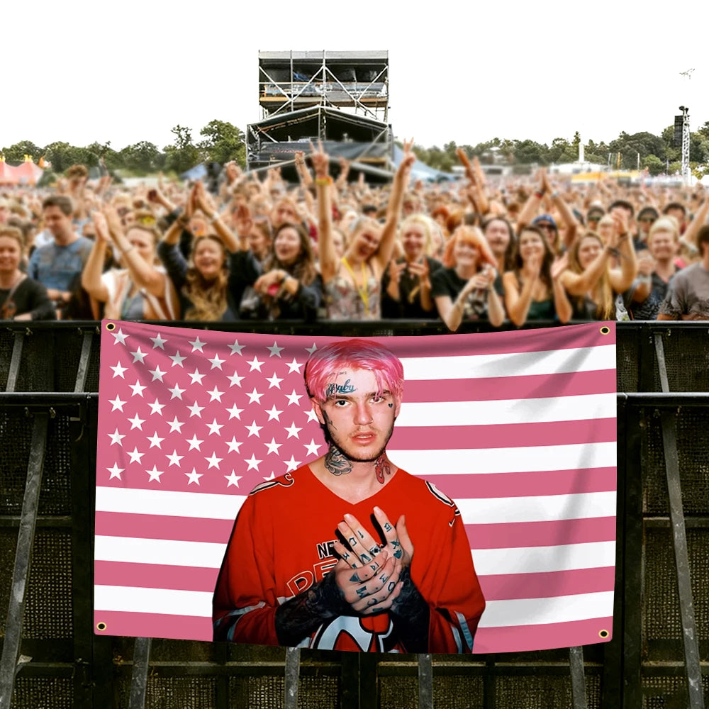 L-Lil Peep Flag Tapestry Hipster Wall Art Usa Theme Dorm Decor Bedroom Living Room Tapestry Bedroom Tapestry Bedside Tapestry