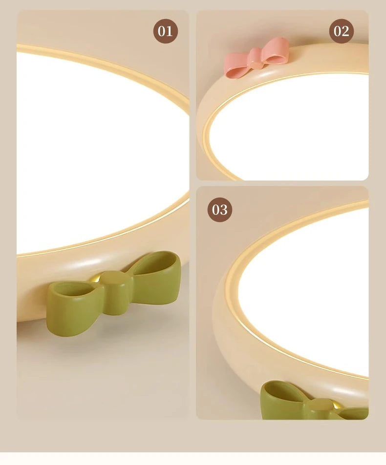 Pink Bow Children's Room Ceiling Light LED Princess Room Lamp French Cream Style Baby Room Study Room Girl Bedroom Ceiling Lamps
