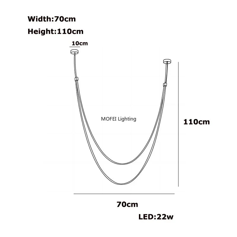 Nordic Lamp Designr Fashionable Light Luxury Flexible Belt Dimmable Chain Chandeliver Room Art Hall Home Decor Pendant Light LED