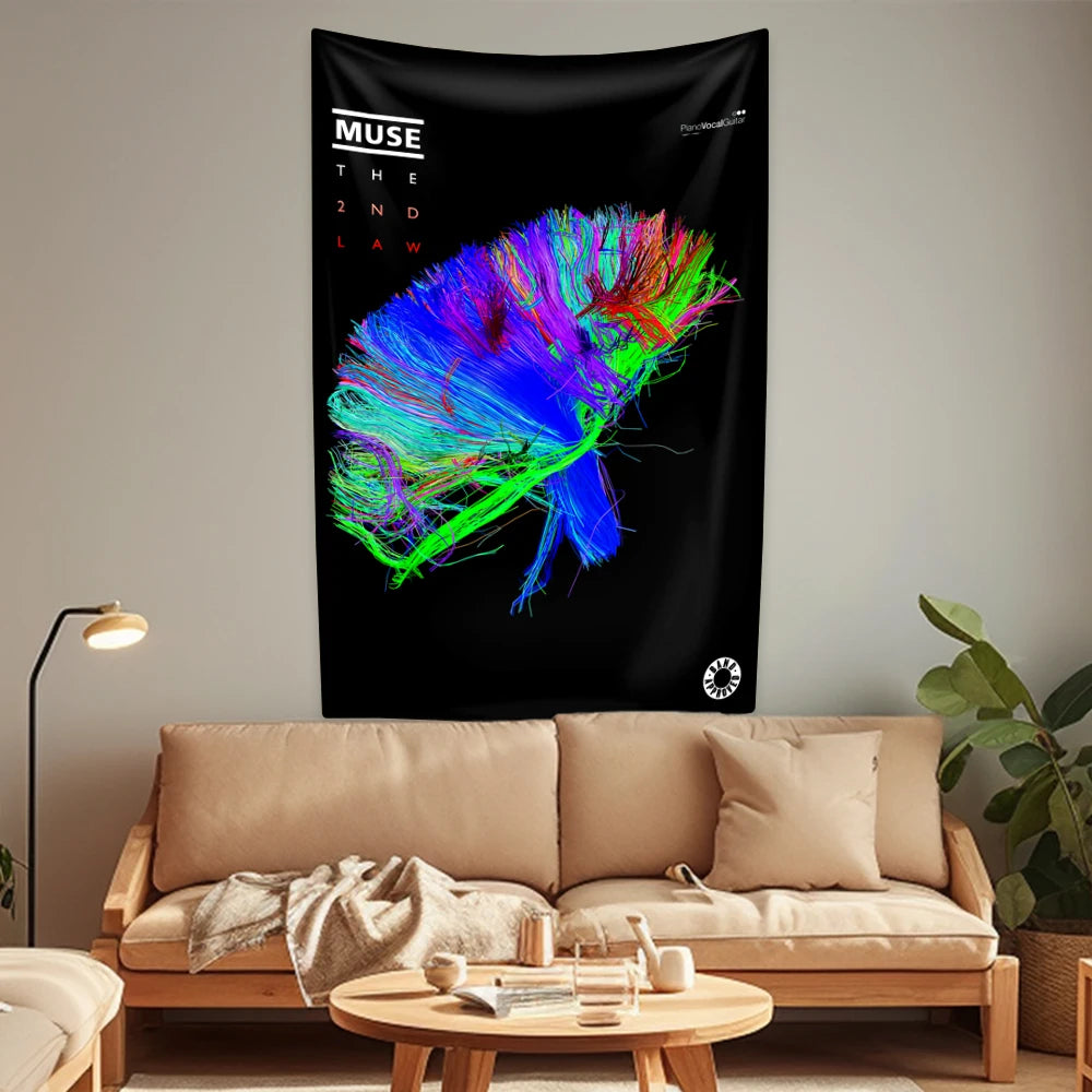 British Music Rock Band Tapestry Muses Album Cover Wall Hanging Home Decoration Dormitory Backdrop Concert Decor Friend Gift
