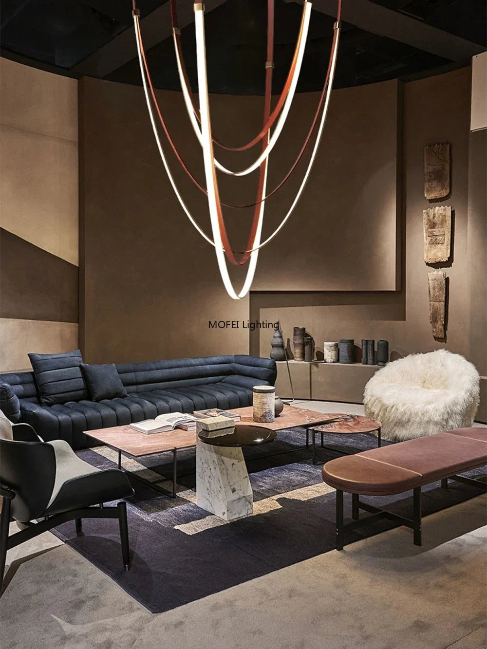 Nordic Lamp Designr Fashionable Light Luxury Flexible Belt Dimmable Chain Chandeliver Room Art Hall Home Decor Pendant Light LED