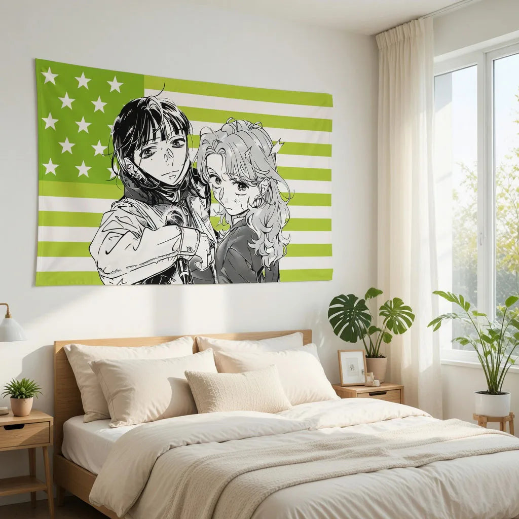 Anime Funny Tapestry – The Guy She Liked Wasn’t a Guy, Humor Art Print for Bedroom, Garage & Room Decoration