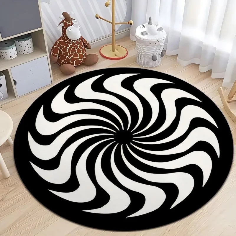 3D Vortex Optical Illusion Rugs Trap Area Rugs Not-Slip Round Rugs Area Carpets for Living Room Short Plush Trap Swirl Carpet