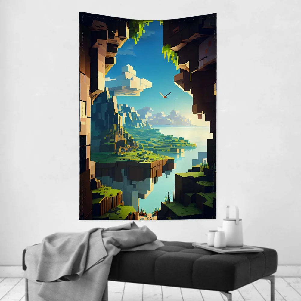 Anime Game HD M-MinecraftS Tapestry Room Decor Wall Cloth Party Hanging Background Room Decor Baby Room
