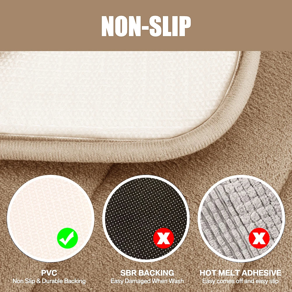 3 Pieces Memory Foam Bath Rugs Absorbent Bathroom Rugs Non-Slip Washable Bathroom Mats Bath Mats for Bathroom Floor Rugs Carpets