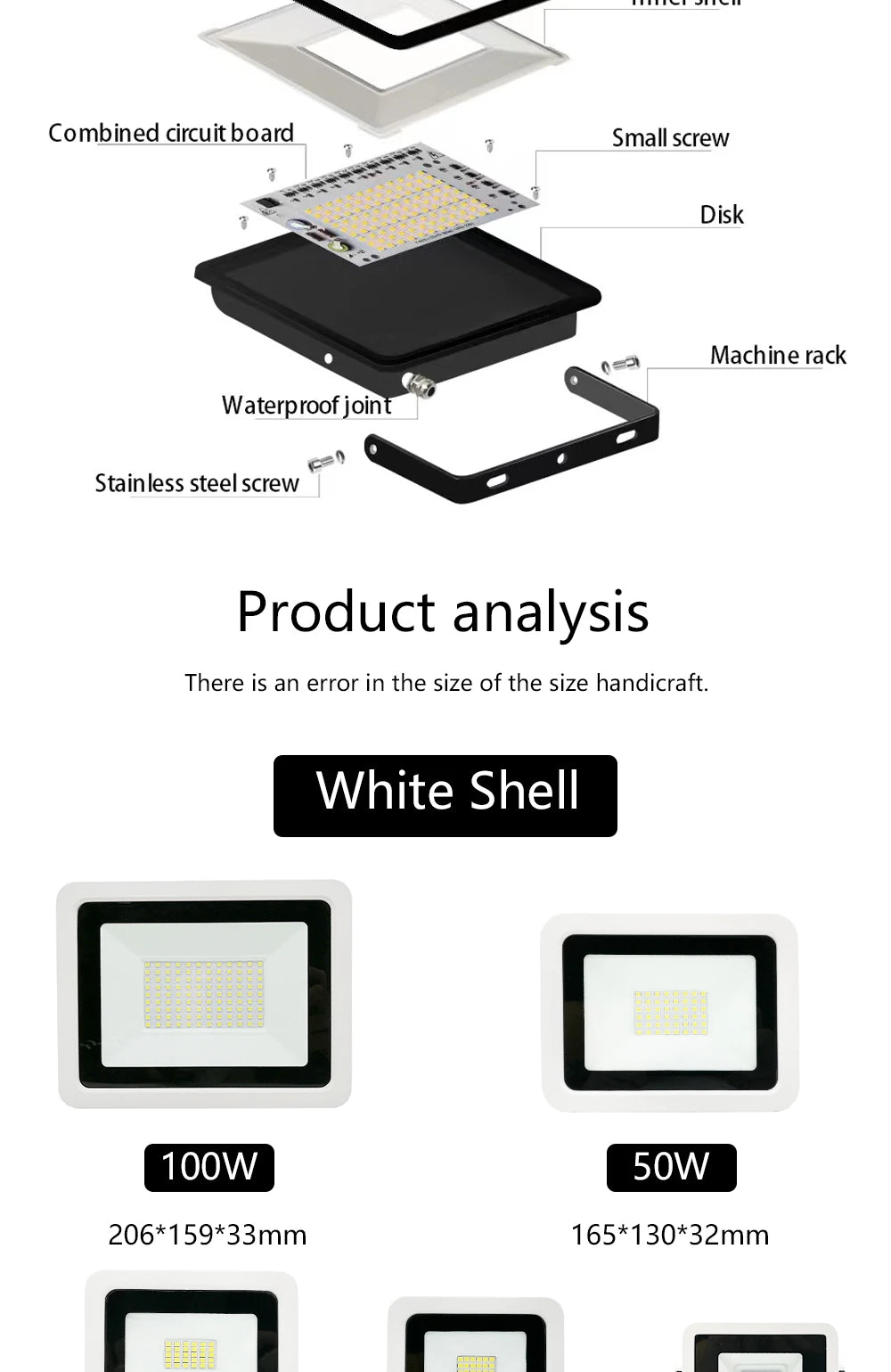 LED Flood Light 10W 20W 30W 50W 100W 220V IP68 Waterproof Outdoor Spotlight Garden Street Lamp Projector Lamp Wall LED Reflector