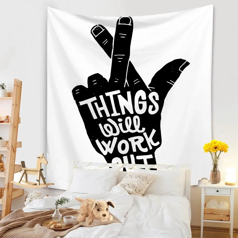 Tapestry Living Room Background Mural Beach Mat Home Decoration Simple and Fresh Character Wall Hanging