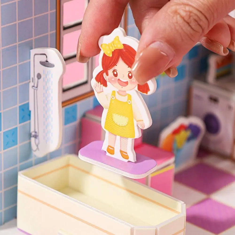 Cute 3D Model 3D Room Model Puzzle Toys Bedroom Living 3D Room Cardboard Bathroom Room Room Model Craft Toys Kids