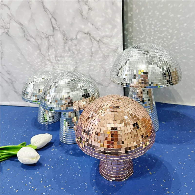 Disco Mushroom Decor Bedroom Decor Wedding Decor Party Decor Home Decor Mirrored Glass Tile Art Home Decoration