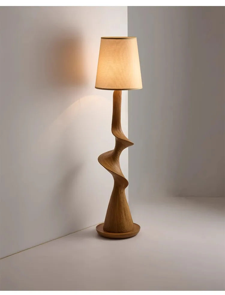 New Chinese Medieval Retro Solid Wood Artistic Floor Lamp LED Standing Light for Living Room Sofa Side Home Decor Room Decor