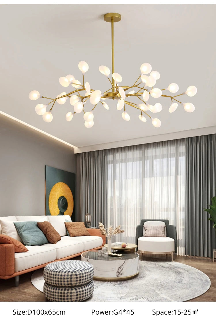 Modern LED Chandelier Living Room Bedroom Kitchen Nordic Gorgeous Firefly Lamp Home Indoor Lighting Luxurious Decor Hanging Lamp