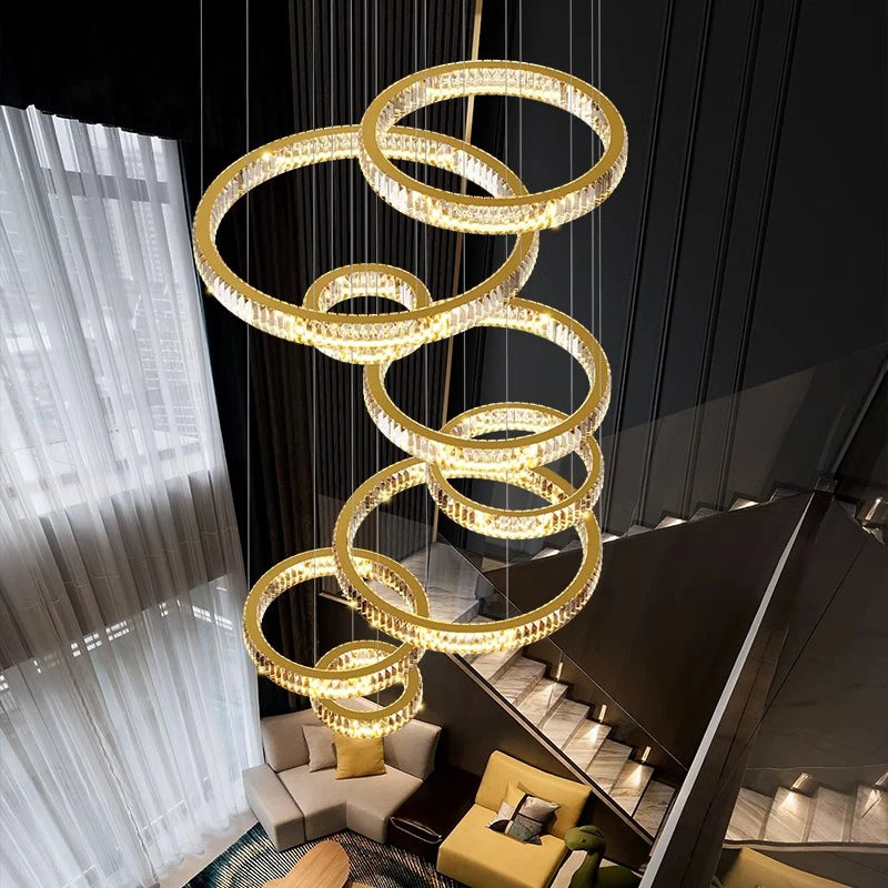 Nordic home decor Crystal chandelier Dining room chandelier ceiling lamp villa chandelier stair lamp interior lighting fixture