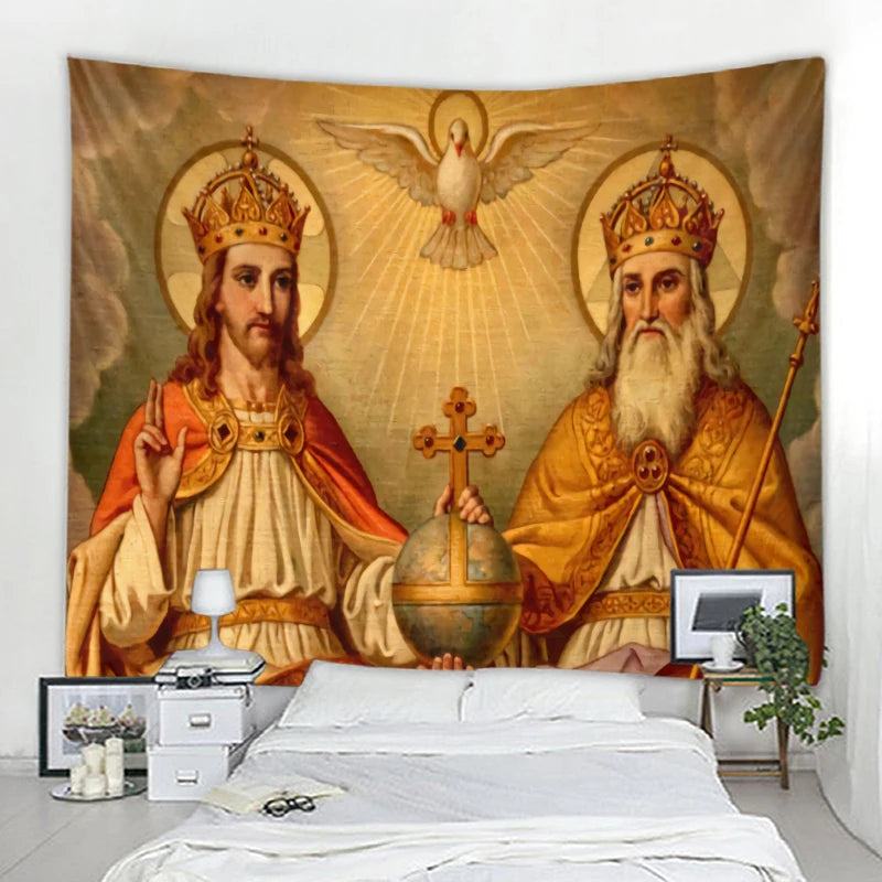 God Jesus Decorative Tapestry Mandala Boho Hippie Wall Tapestry for Home Bedroom Decorative Tapestry