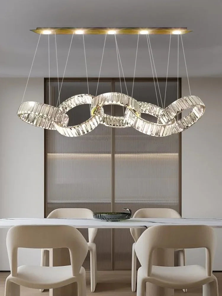 Nordic Luxury Art LED Pendant Lights Crystal Round Chandeliers Lamp Home Decor Bedroom Dinning Room Lobby Villa Lighting Fixture
