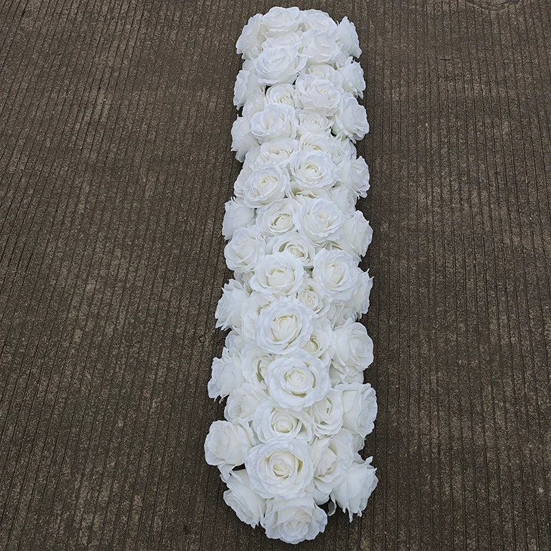Luxury  Rose Flower Row Runner Arrangement White Wedding Backdrop Circular arch Decor Floral With Frame Event Banquet Party Prop
