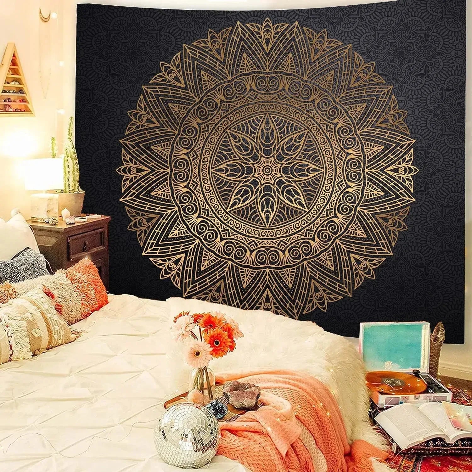 Bohemian Decorative Wall Cloth Tapestry Psychedelic Hippie Night Moon Tapestry Mandala Tapestry Indian Mandala