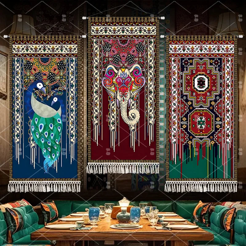Ethnic Style Large Tapestry Bohemian Style Fabric Hanging Painting Restaurant Decorative Painting Wall Decoration Wallpaper