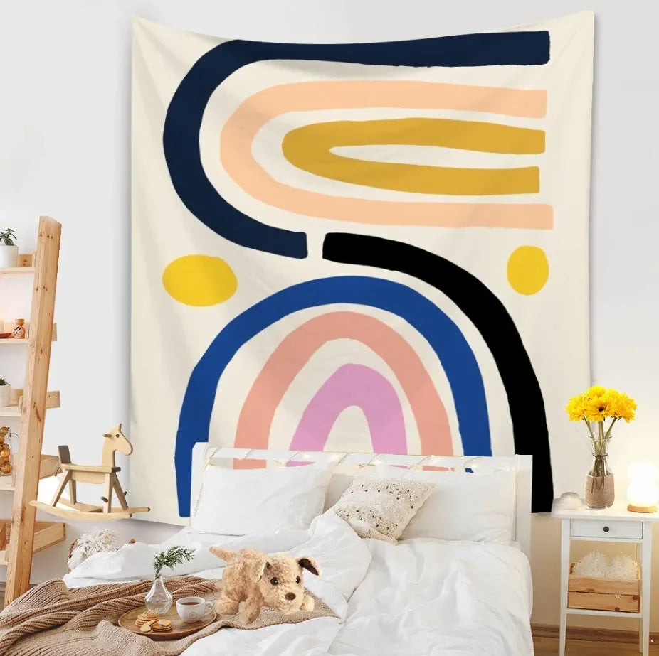 Tapestry Living Room Background Mural Beach Mat Home Decoration Simple and Fresh Character Wall Hanging
