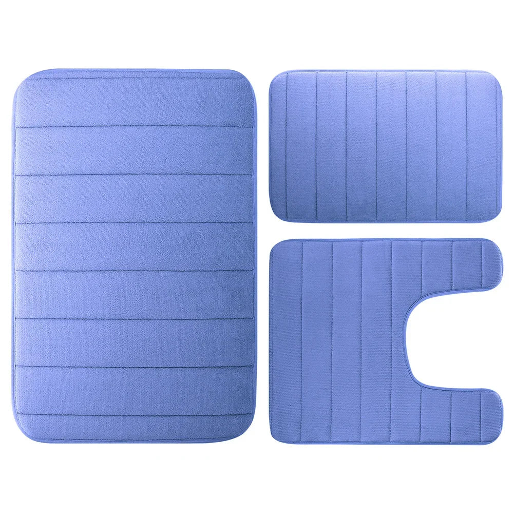 3 Pieces Memory Foam Bath Rugs Absorbent Bathroom Rugs Non-Slip Washable Bathroom Mats Bath Mats for Bathroom Floor Rugs Carpets