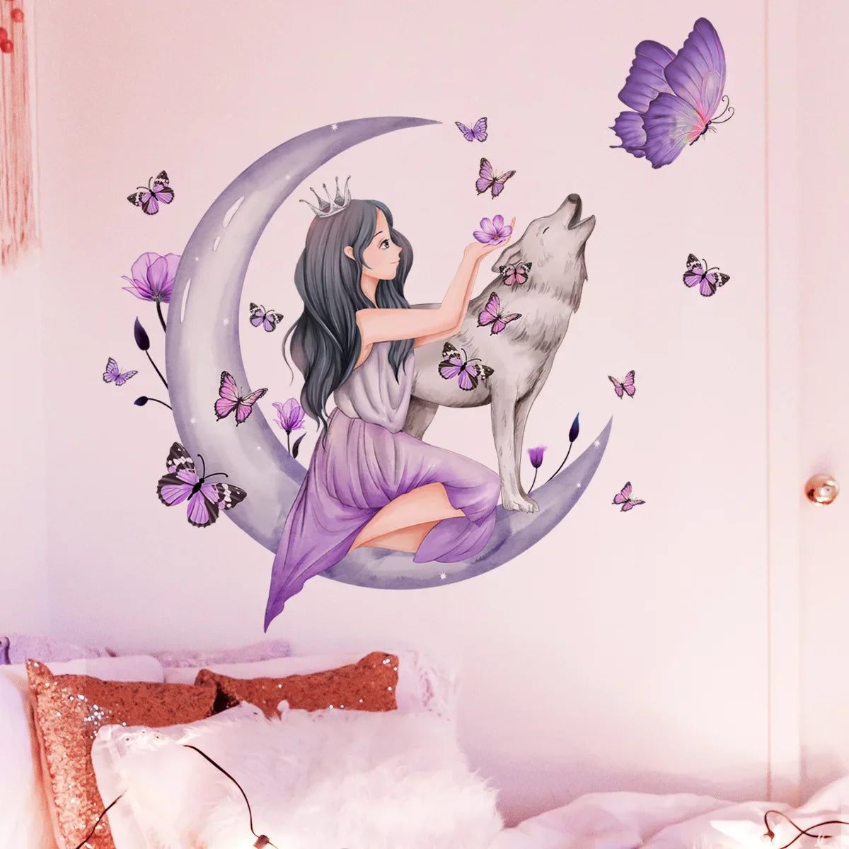 Girl moon Wall Stickers for Bedroom Living Room Decoration Room  Decals Daughter Room Wallpaper Baby Room Wall Stickers