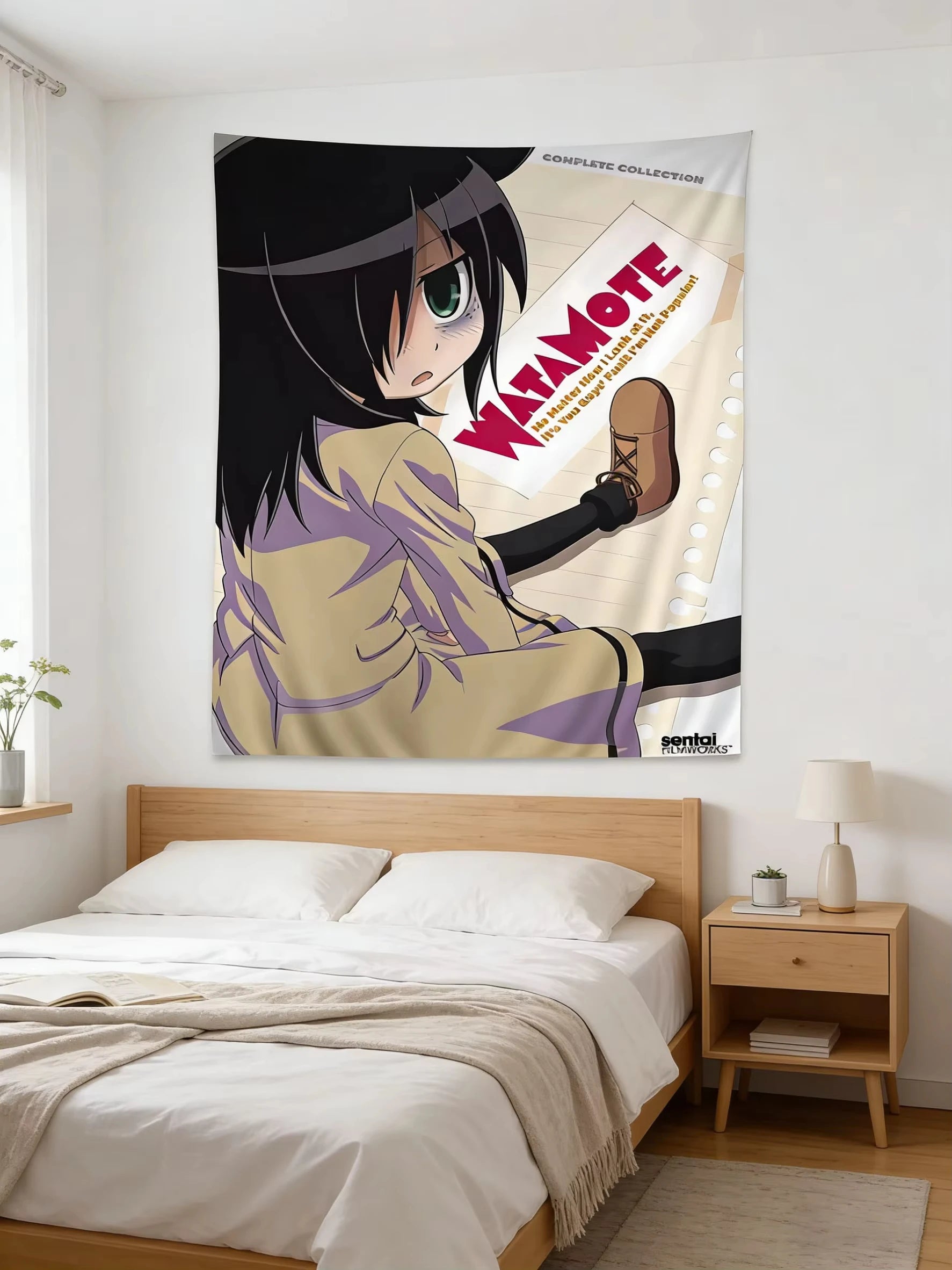 Anime Watamote Kuroki Tomoko Colorful Tapestry Japanese Anime Girl Tapestry Bohemian Style Tapestry Aesthetic Wall Hanging Decor
